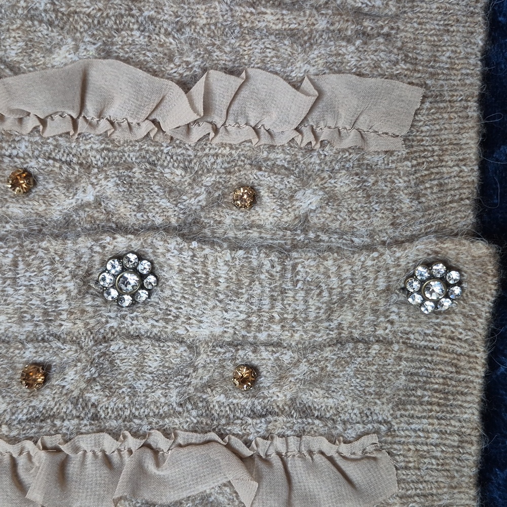 Anthropologie Maeve Short Sleeve Embellished Ruffle Cardigan SZ XL, New W Tags - Picture 6 of 13